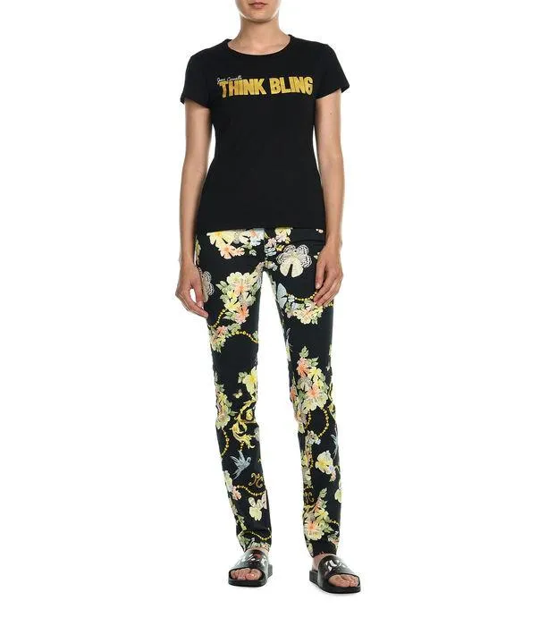 Just Cavalli Floral Print Slim-Cut Pants