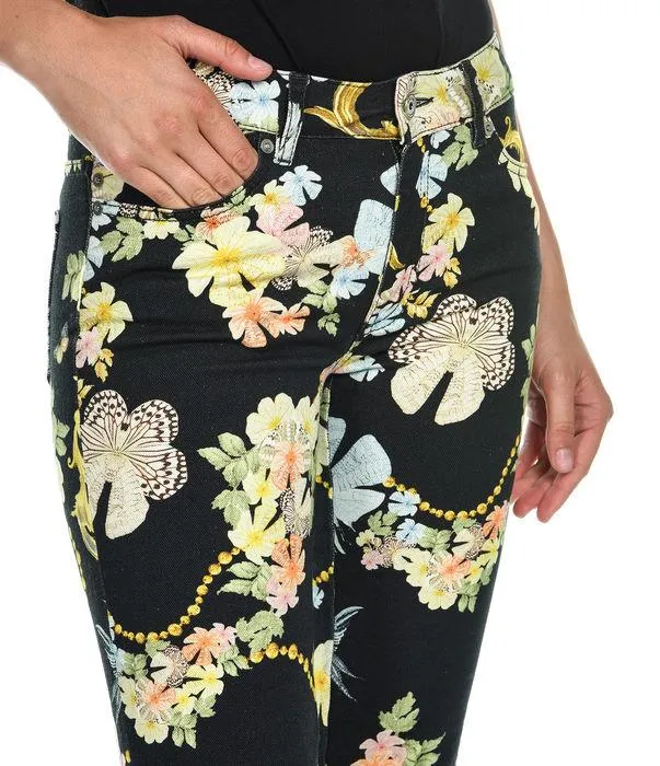 Just Cavalli Floral Print Slim-Cut Pants
