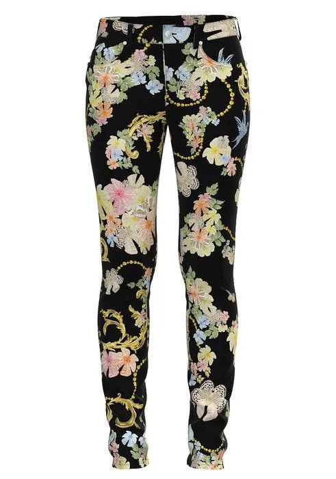 Just Cavalli Floral Print Slim-Cut Pants