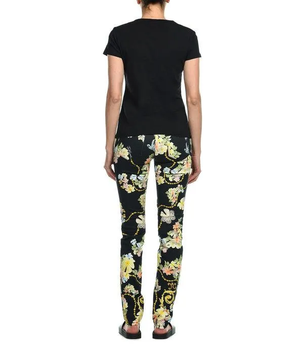 Just Cavalli Floral Print Slim-Cut Pants