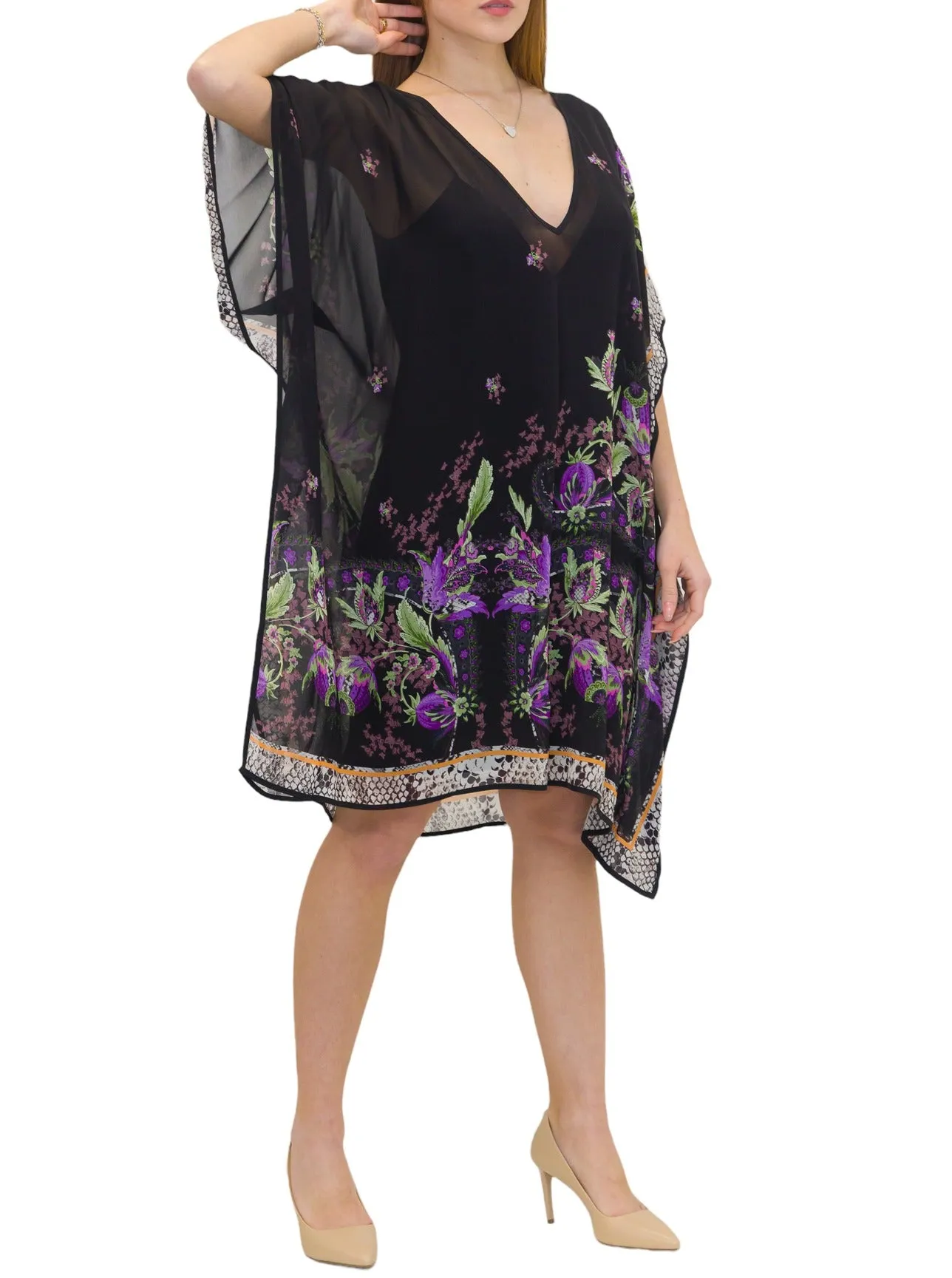 Just Cavalli Floral Printed V-Neck Dress