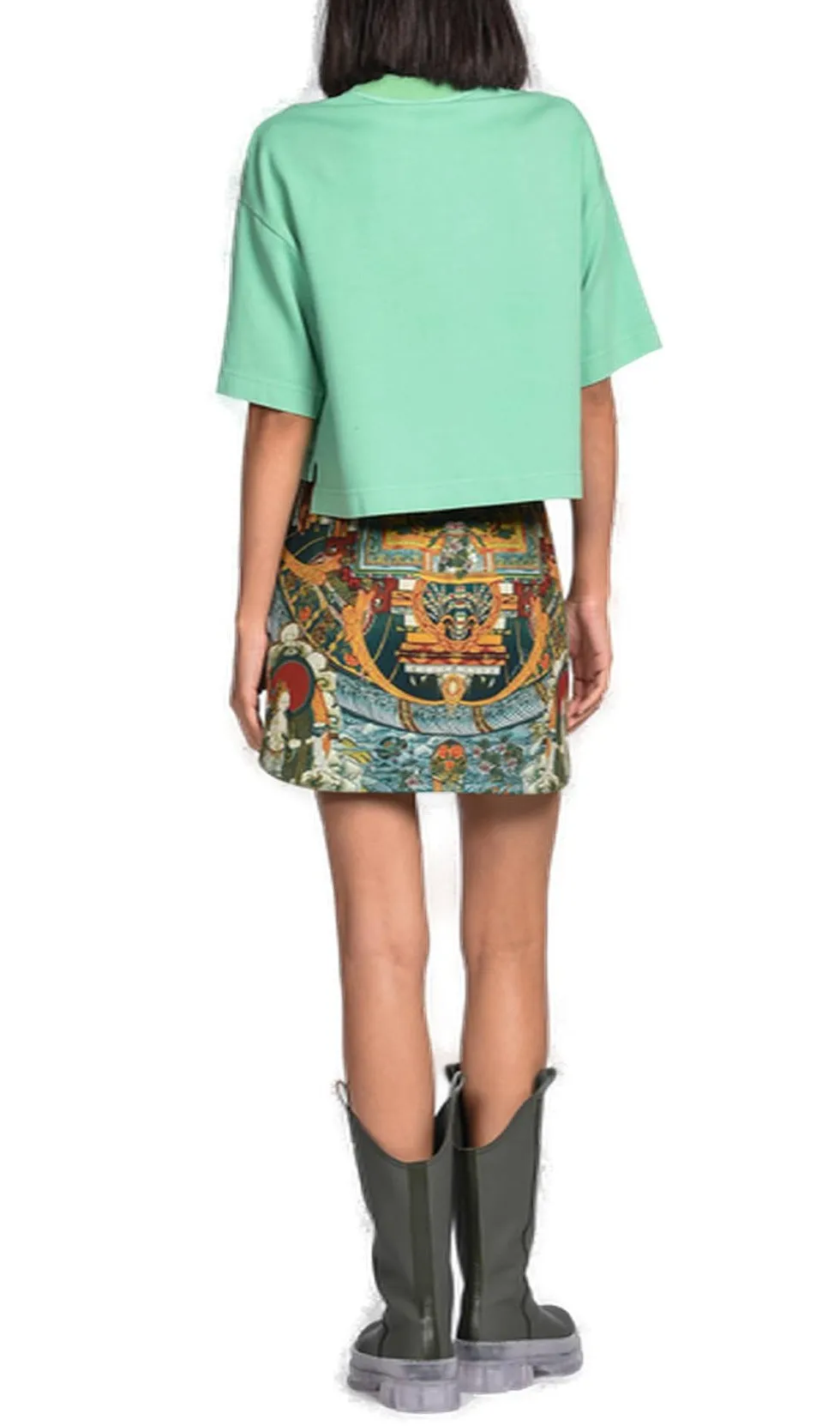 Just Cavalli Perforated Logo Cropped T-Shirt