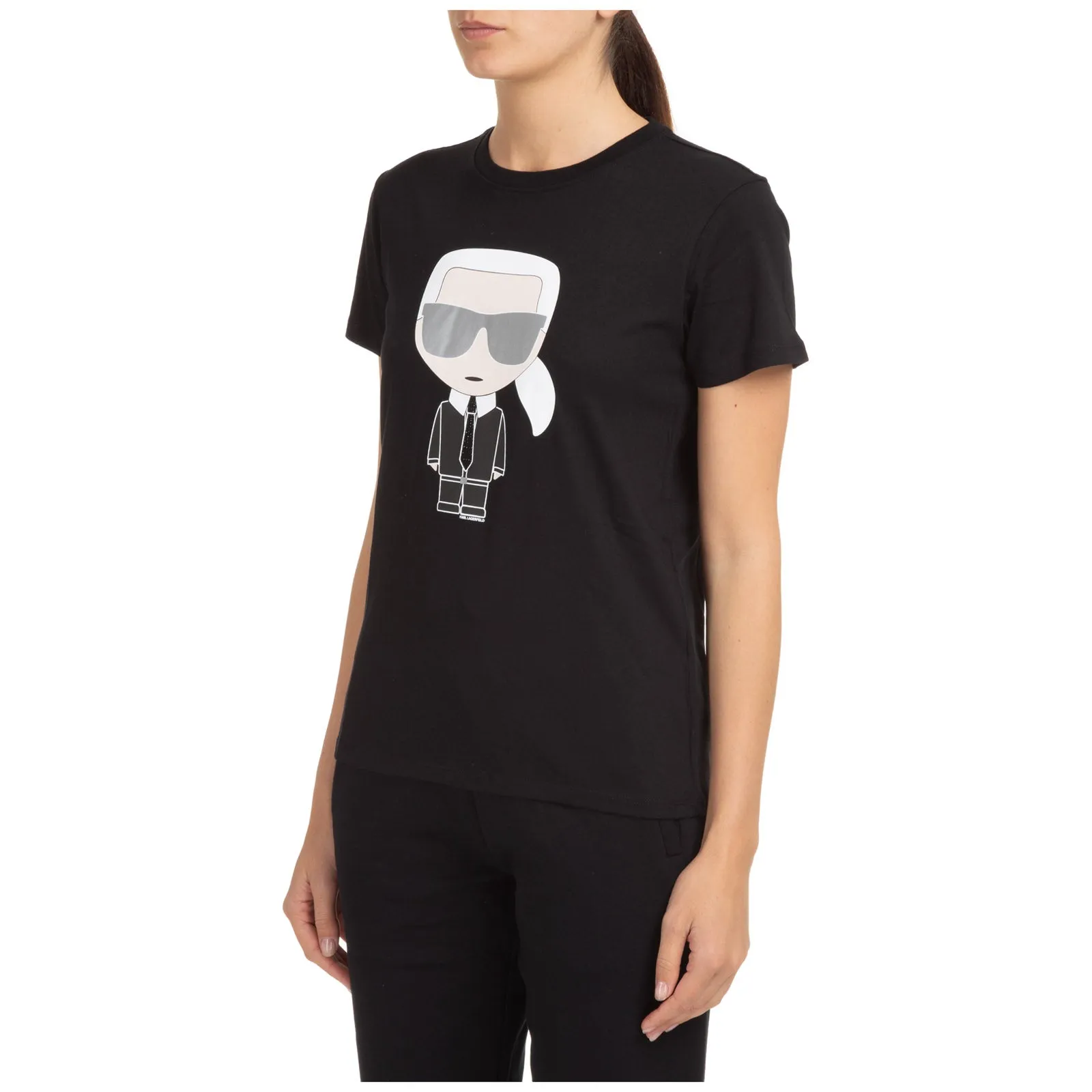 Karl Lagerfeld Ikonik Graphic Printed Crewneck T-Shirt