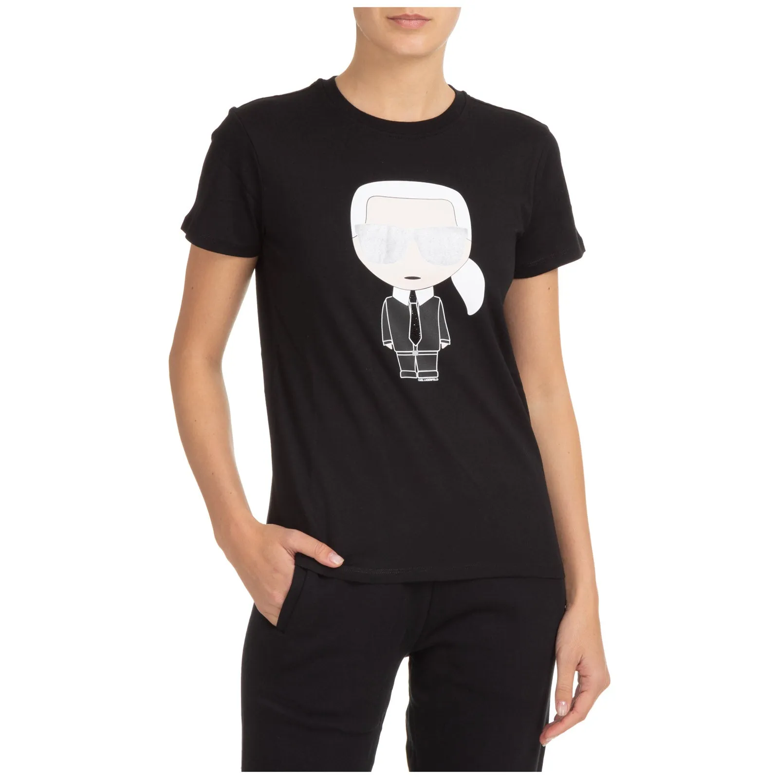 Karl Lagerfeld Ikonik Graphic Printed Crewneck T-Shirt