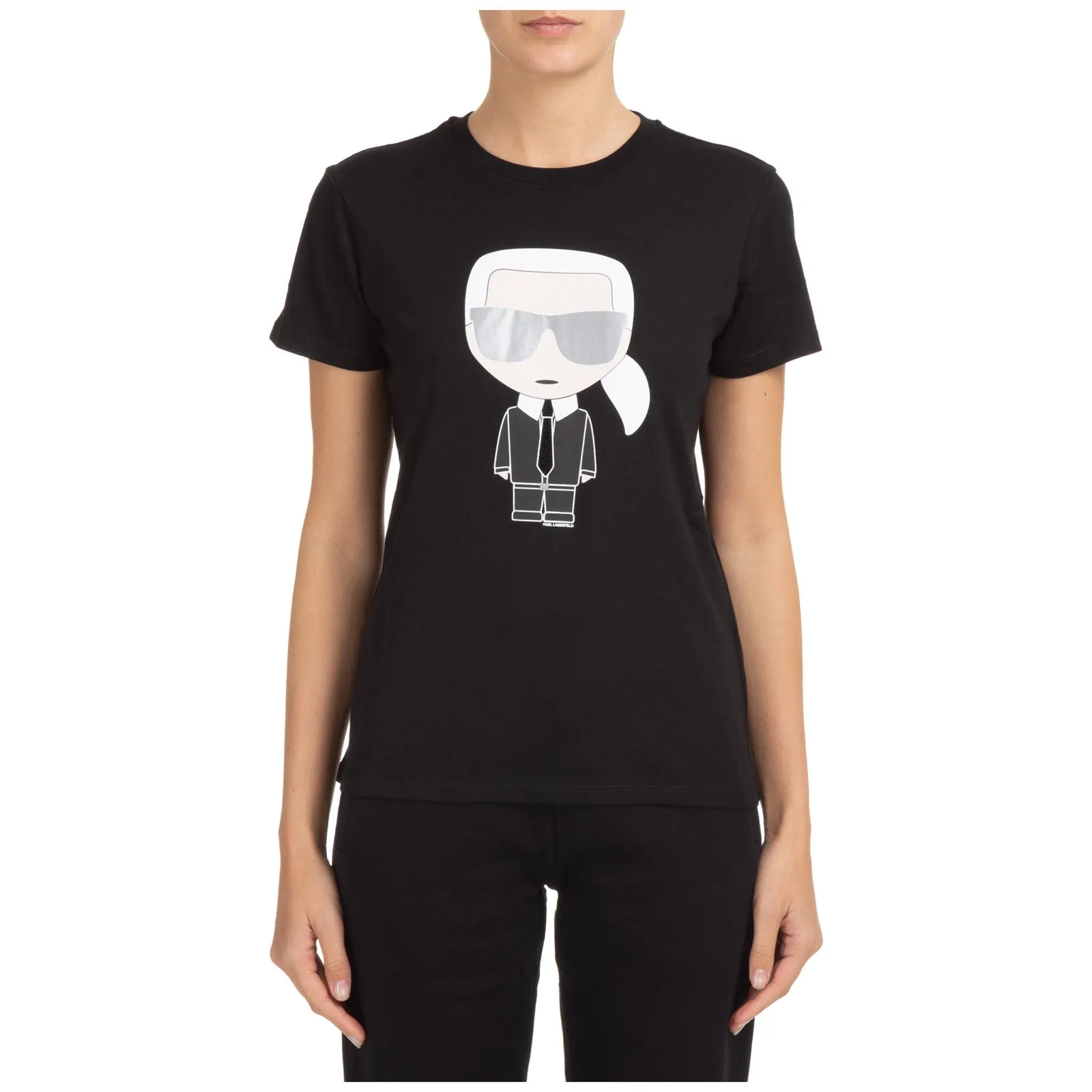 Karl Lagerfeld Ikonik Graphic Printed Crewneck T-Shirt
