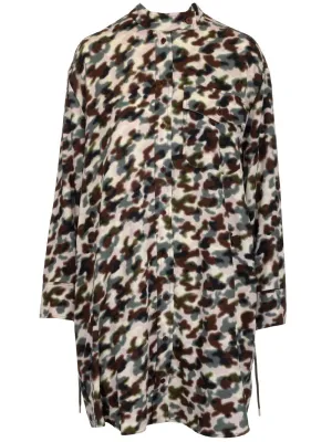 Kenzo Camouflage Pattern Long Sleeved Dress