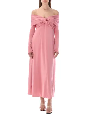 Khaite The Cerna Draped V-Neck Midi Dress