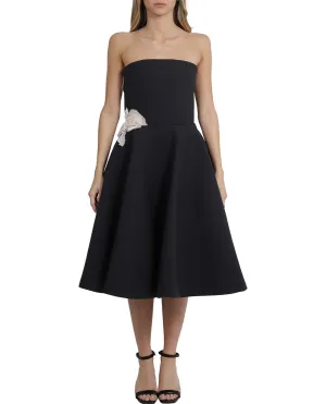 Lanvin Floral-Appliqu Strapless Midi Dress