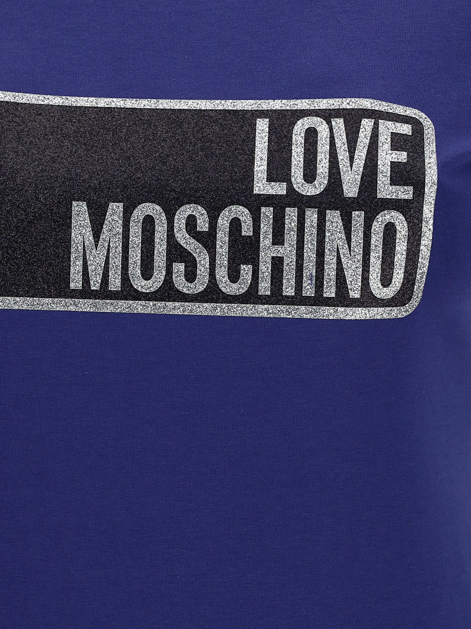 Love Moschino Glitter Logo Printed Crewneck T-Shirt