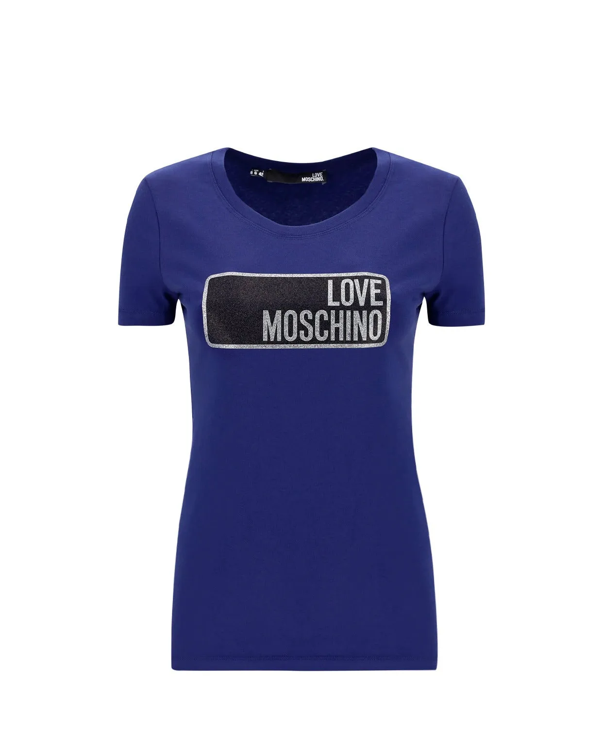 Love Moschino Glitter Logo Printed Crewneck T-Shirt