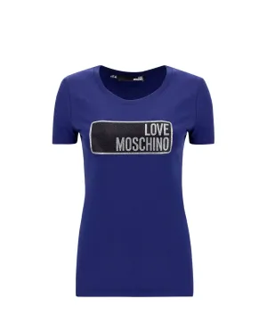 Love Moschino Glitter Logo Printed Crewneck T-Shirt