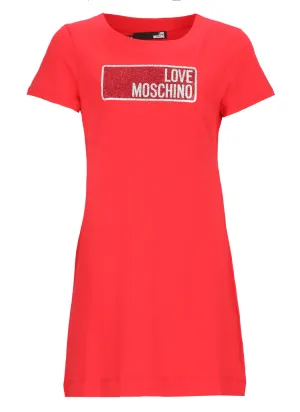 Love Moschino Logo Detailed Crewneck T-Shirt Dress