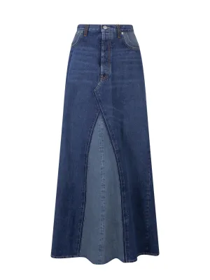 Maison Margiela Raw Hem Denim Maxi Skirt