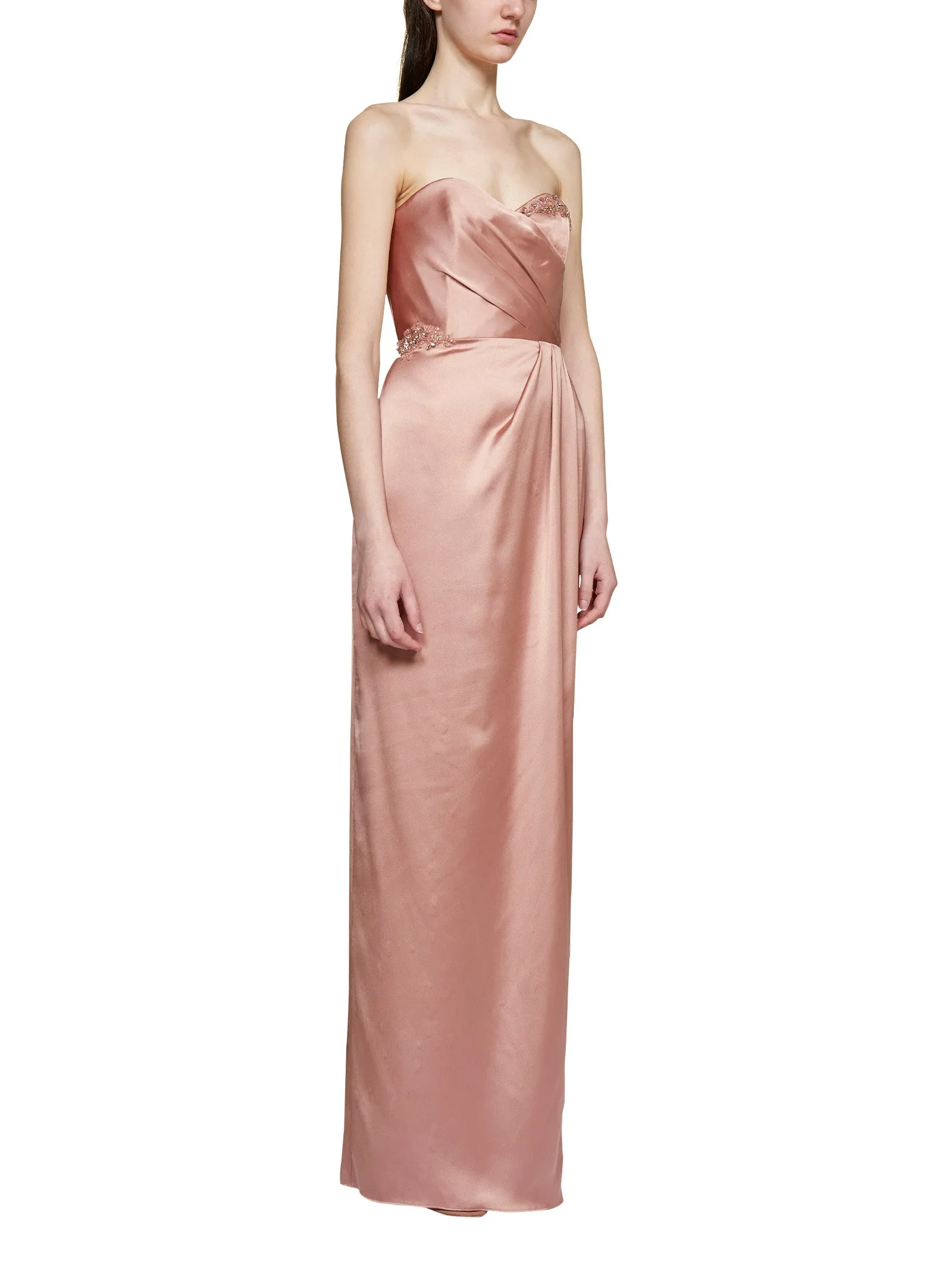Marchesa Notte Strapless Embellished Maxi Dress
