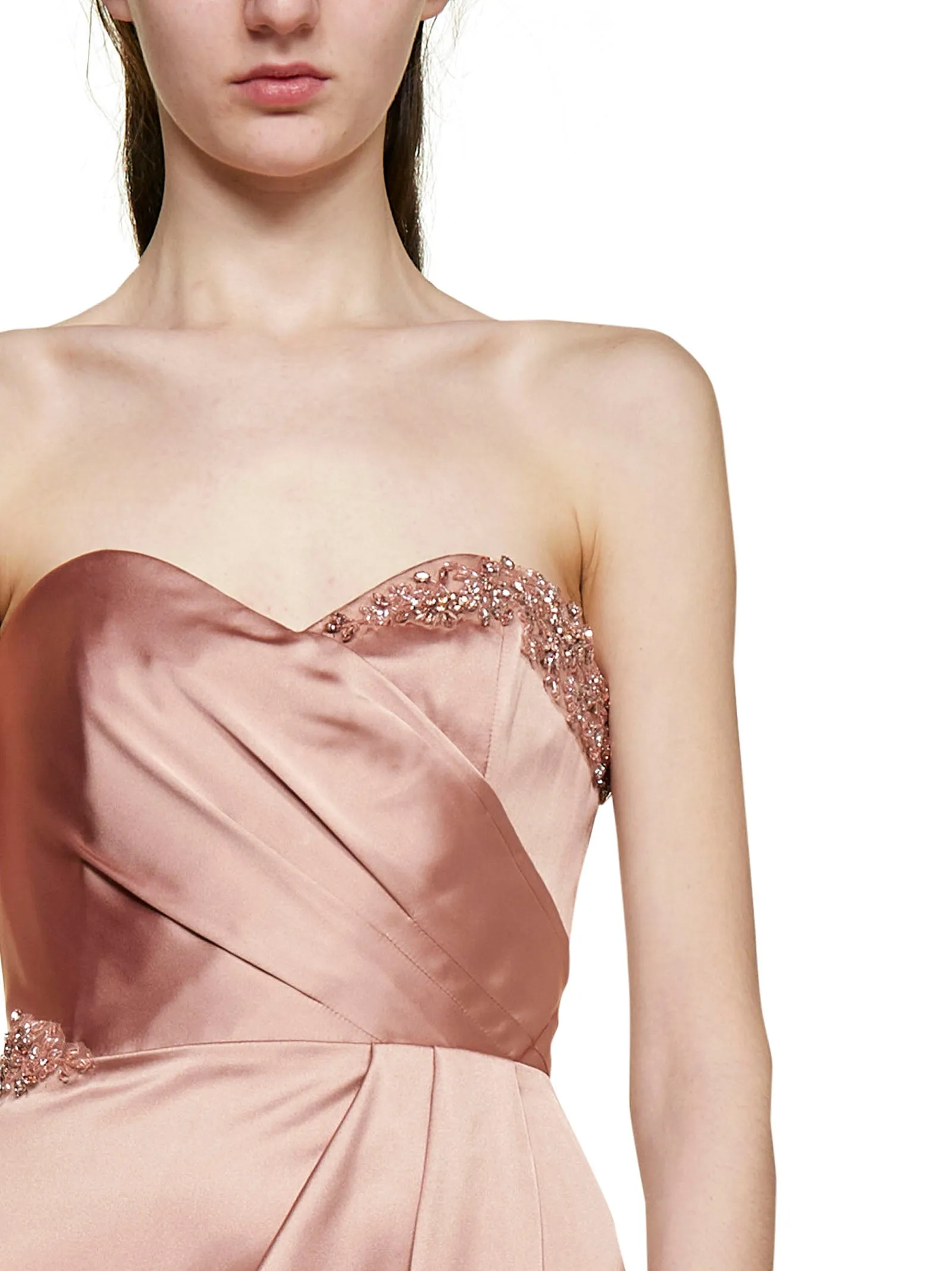 Marchesa Notte Strapless Embellished Maxi Dress