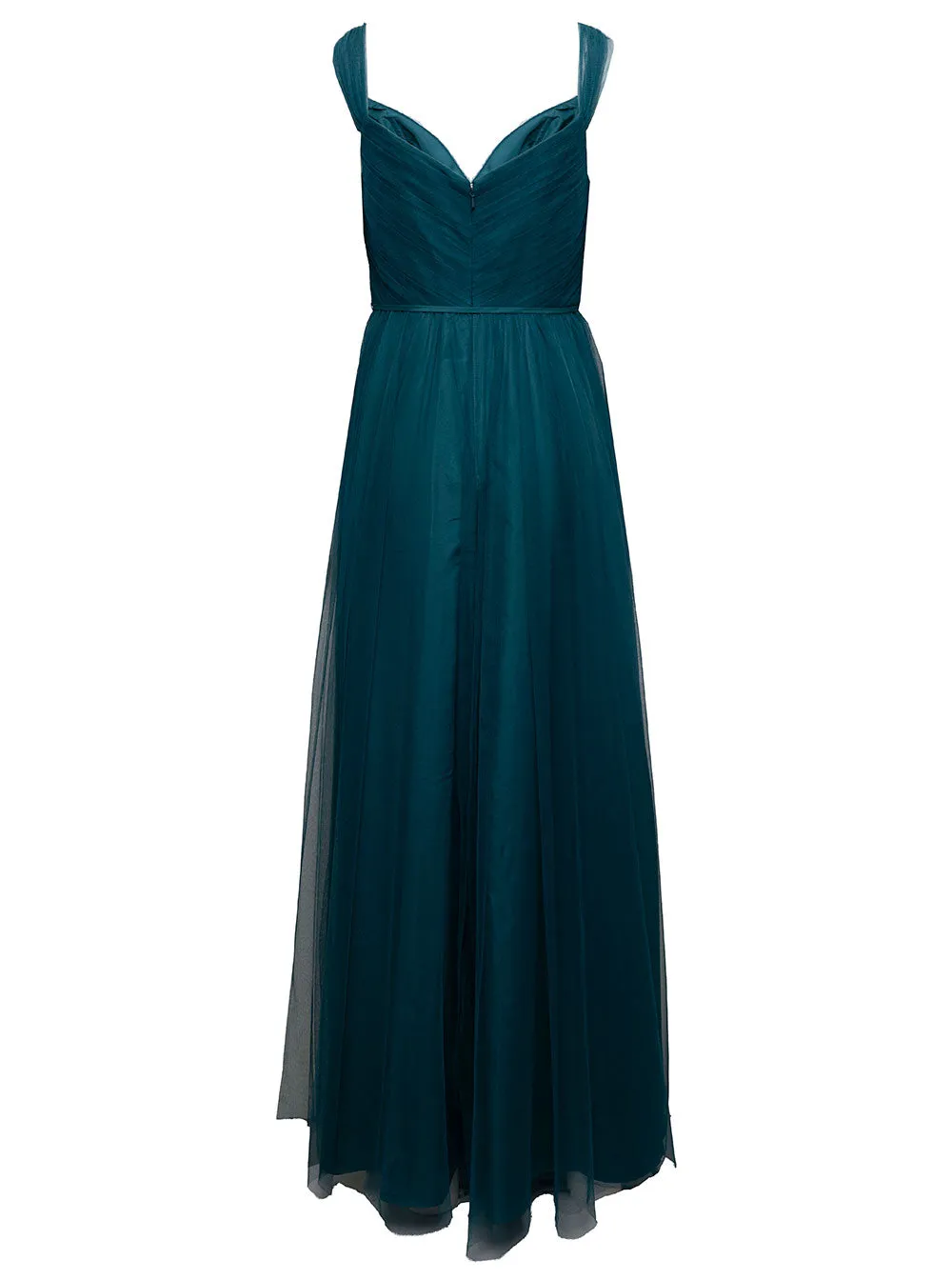 Marchesa Notte Sweetheart-Neck Belted Maxi Dress