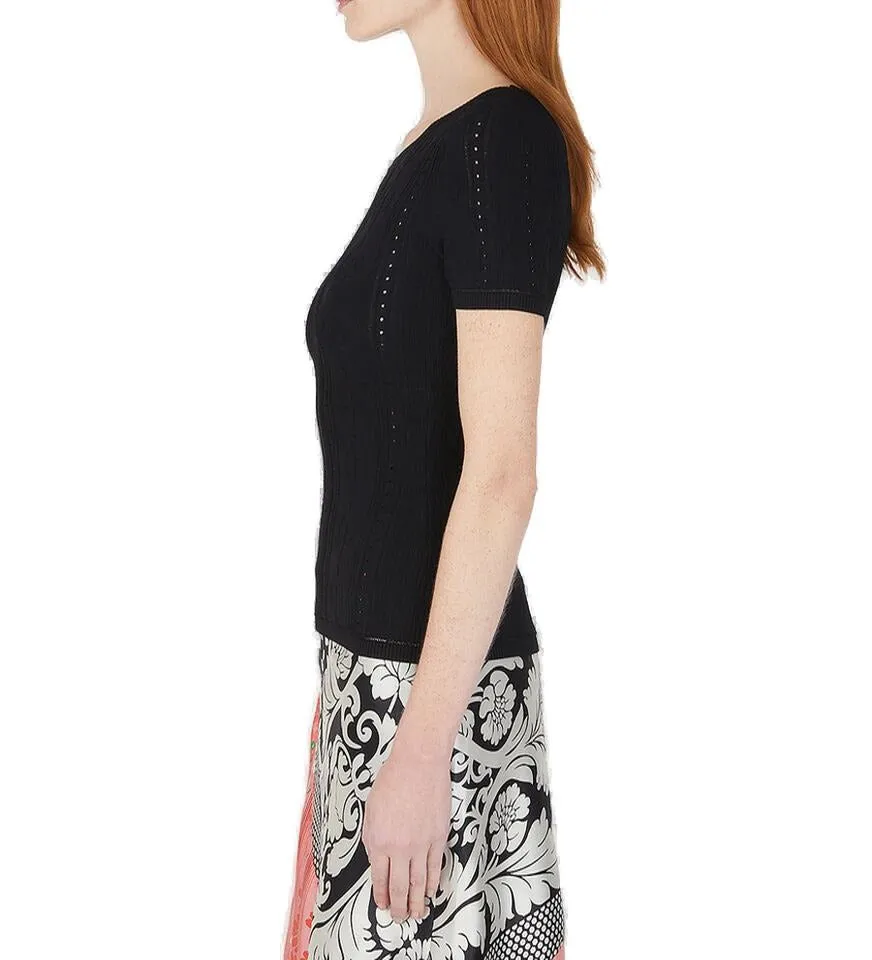 Marine Serre Crescent Moon Crewneck Knitted Top