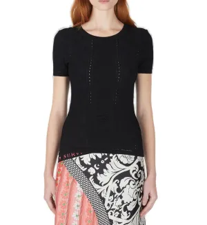 Marine Serre Crescent Moon Crewneck Knitted Top