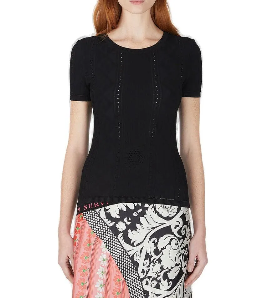 Marine Serre Crescent Moon Crewneck Knitted Top