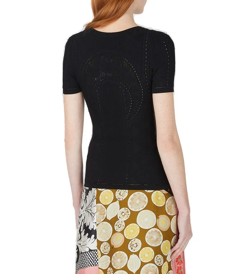 Marine Serre Crescent Moon Crewneck Knitted Top