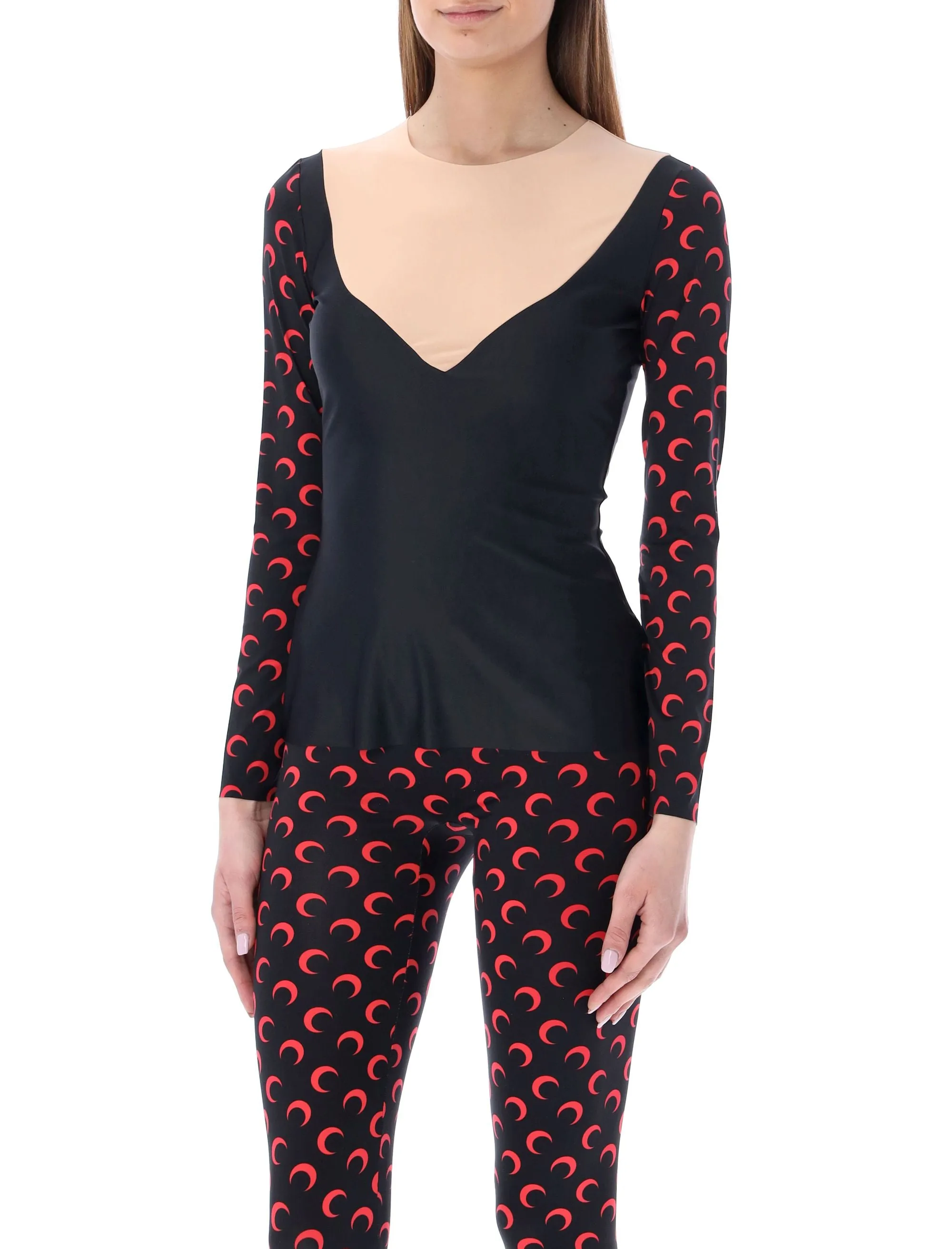 Marine Serre Panelled Crescent Moon Printed Top