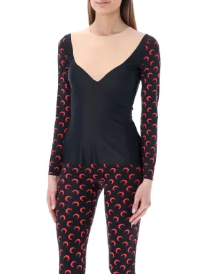Marine Serre Panelled Crescent Moon Printed Top