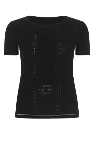 Marine Serre Perforated Logo Embroidered Knitted T-Shirt