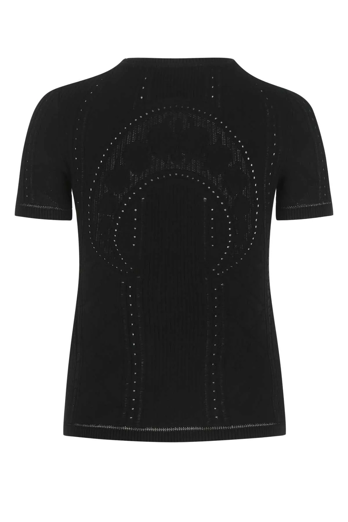 Marine Serre Perforated Logo Embroidered Knitted T-Shirt