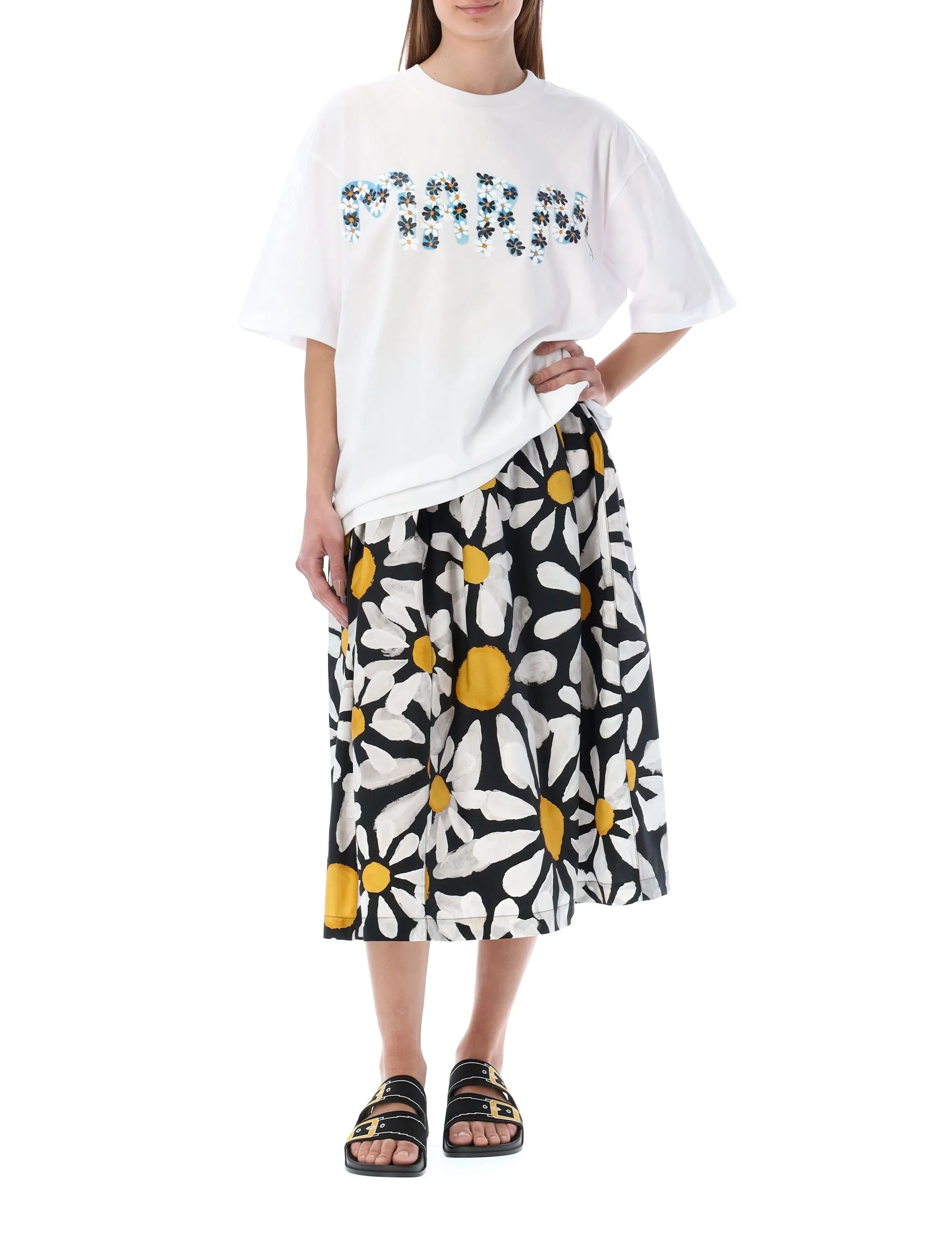 Marni Daisy Logo Printed Jersey T-Shirt