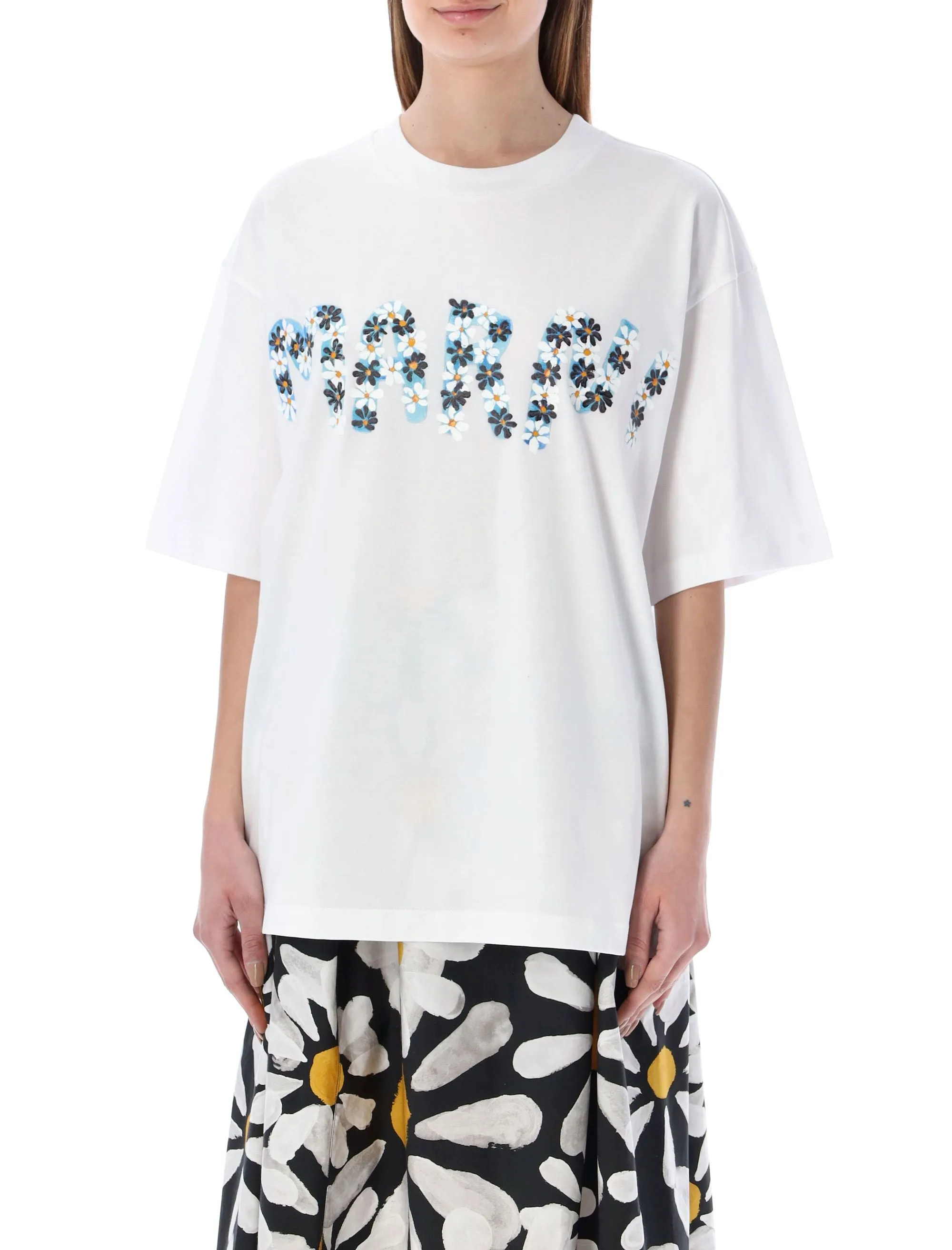 Marni Daisy Logo Printed Jersey T-Shirt