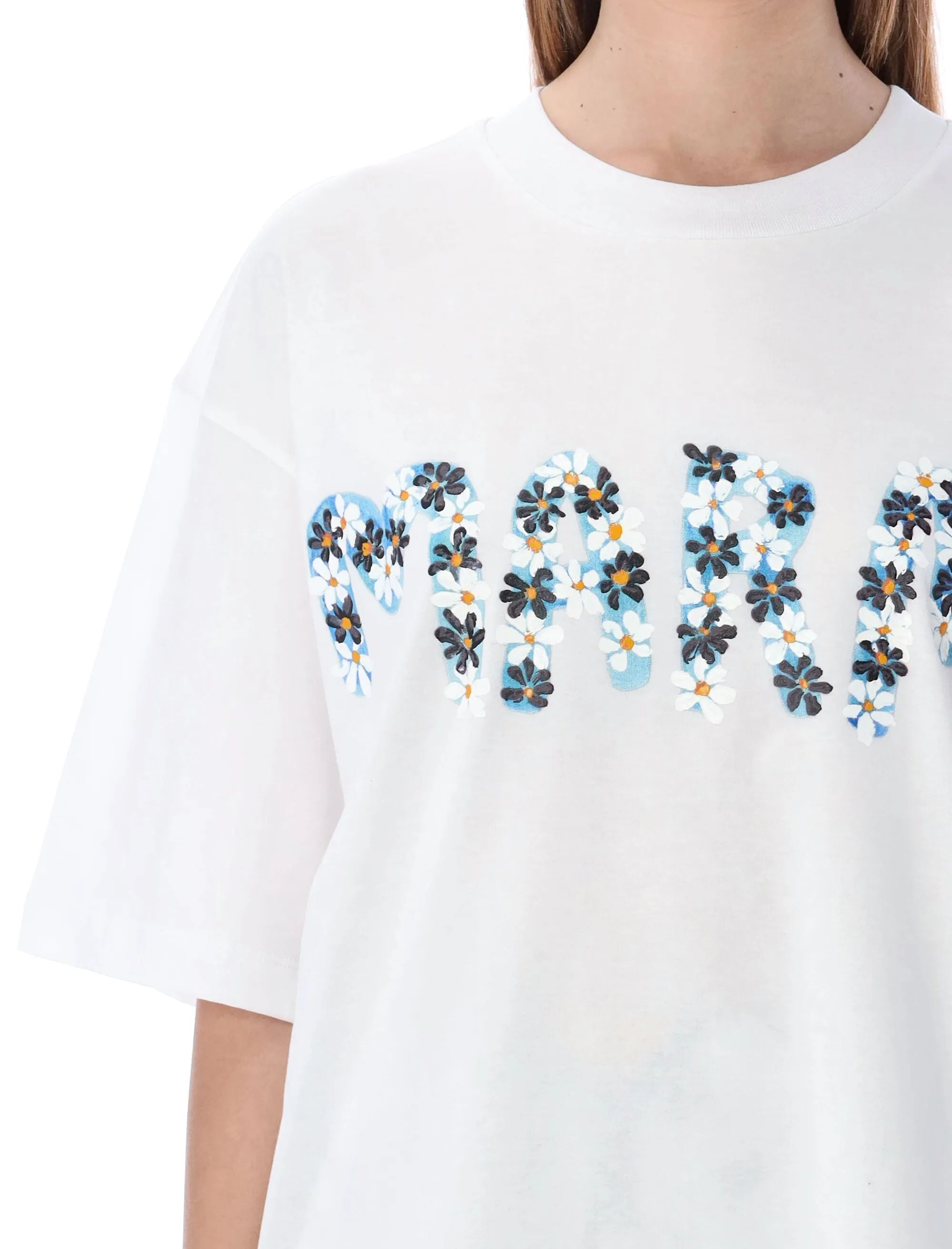 Marni Daisy Logo Printed Jersey T-Shirt