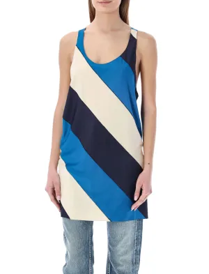 Marni Diagonal-Striped Racerback Mini Dress