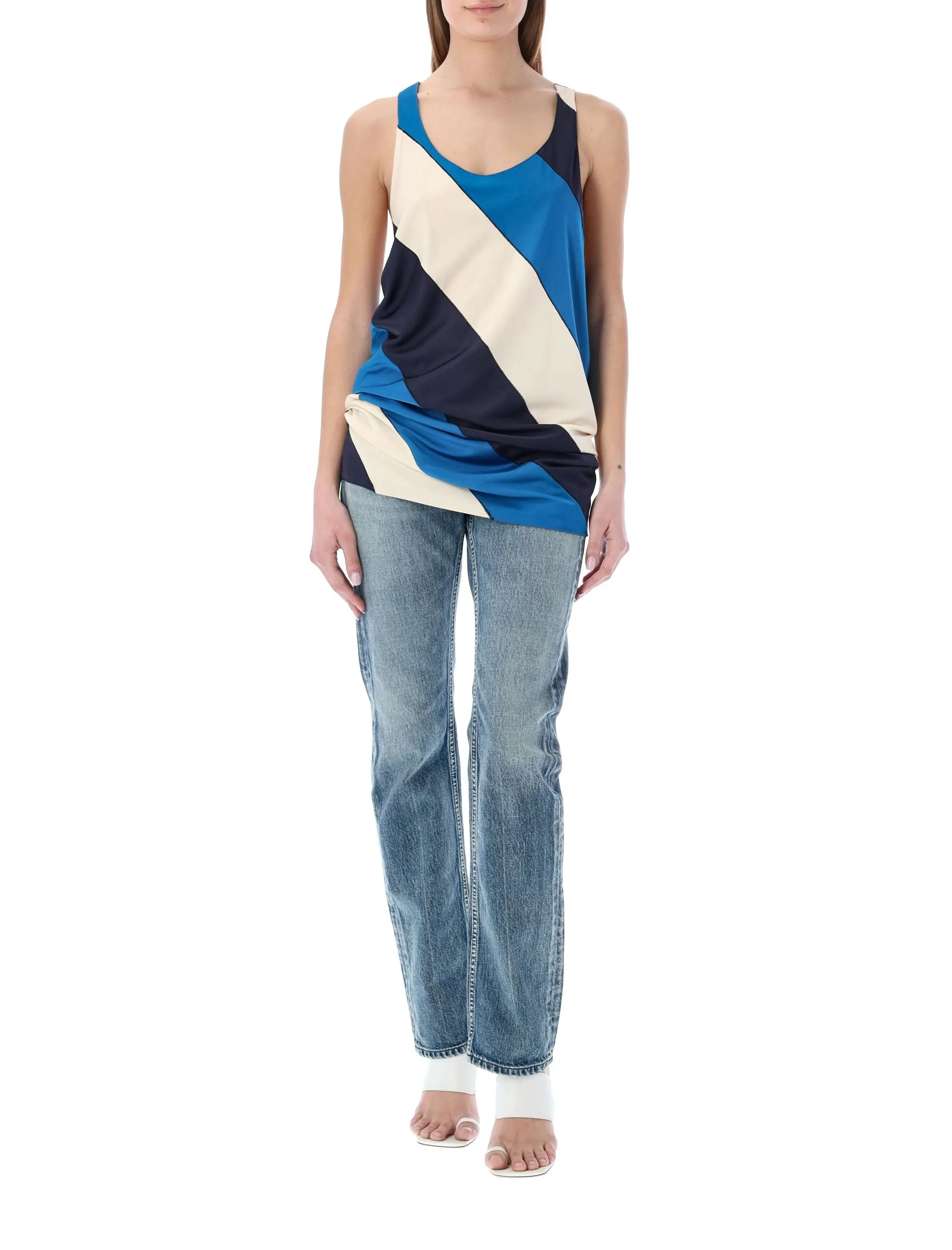 Marni Diagonal-Striped Racerback Mini Dress