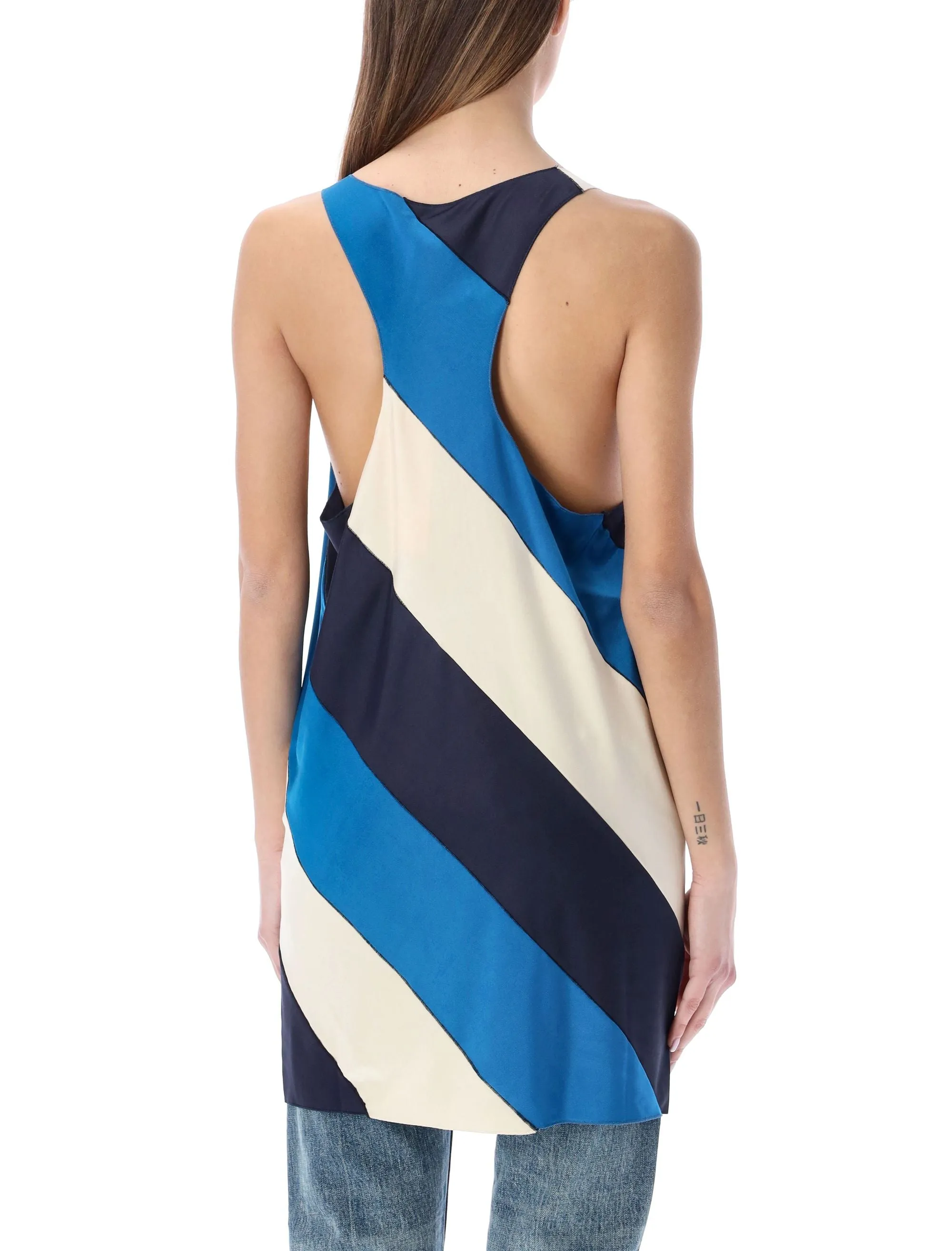 Marni Diagonal-Striped Racerback Mini Dress
