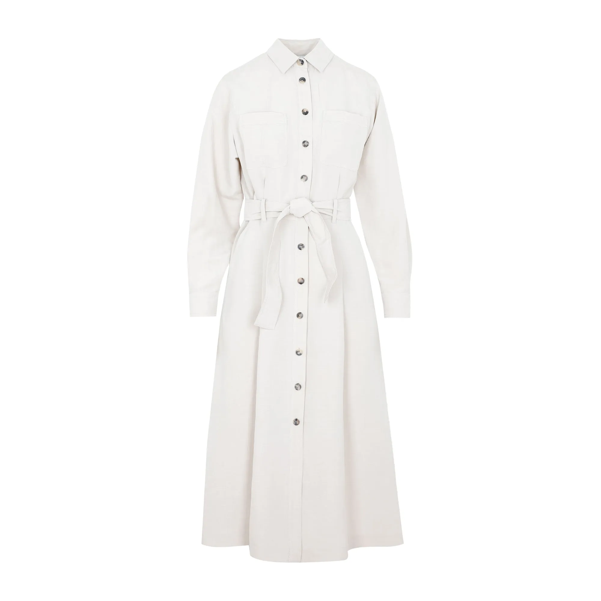Max Mara Buttoned Long-Sleeved Belted Dress