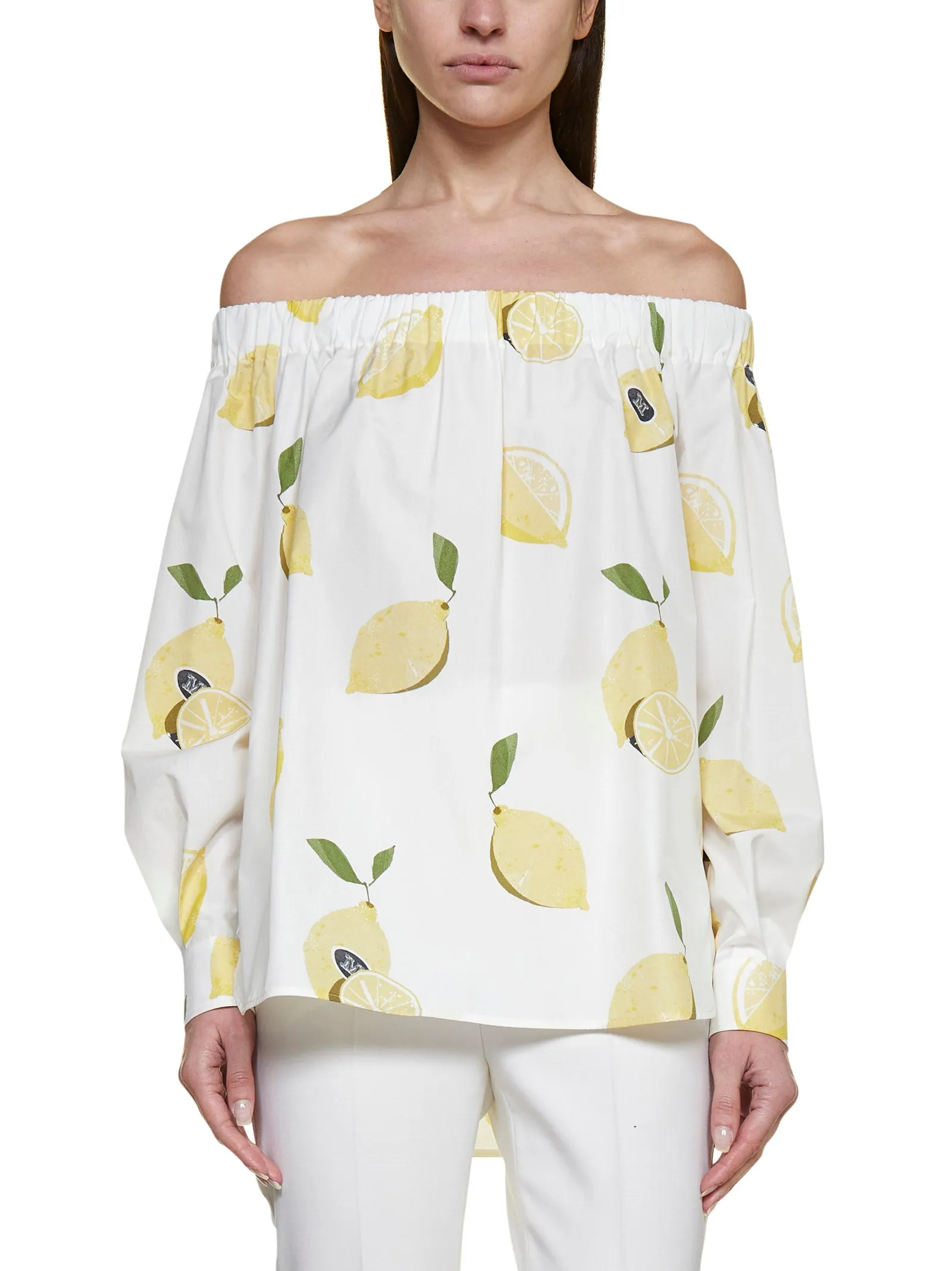 Max Mara Curacao Printed Off-Shoulder Top