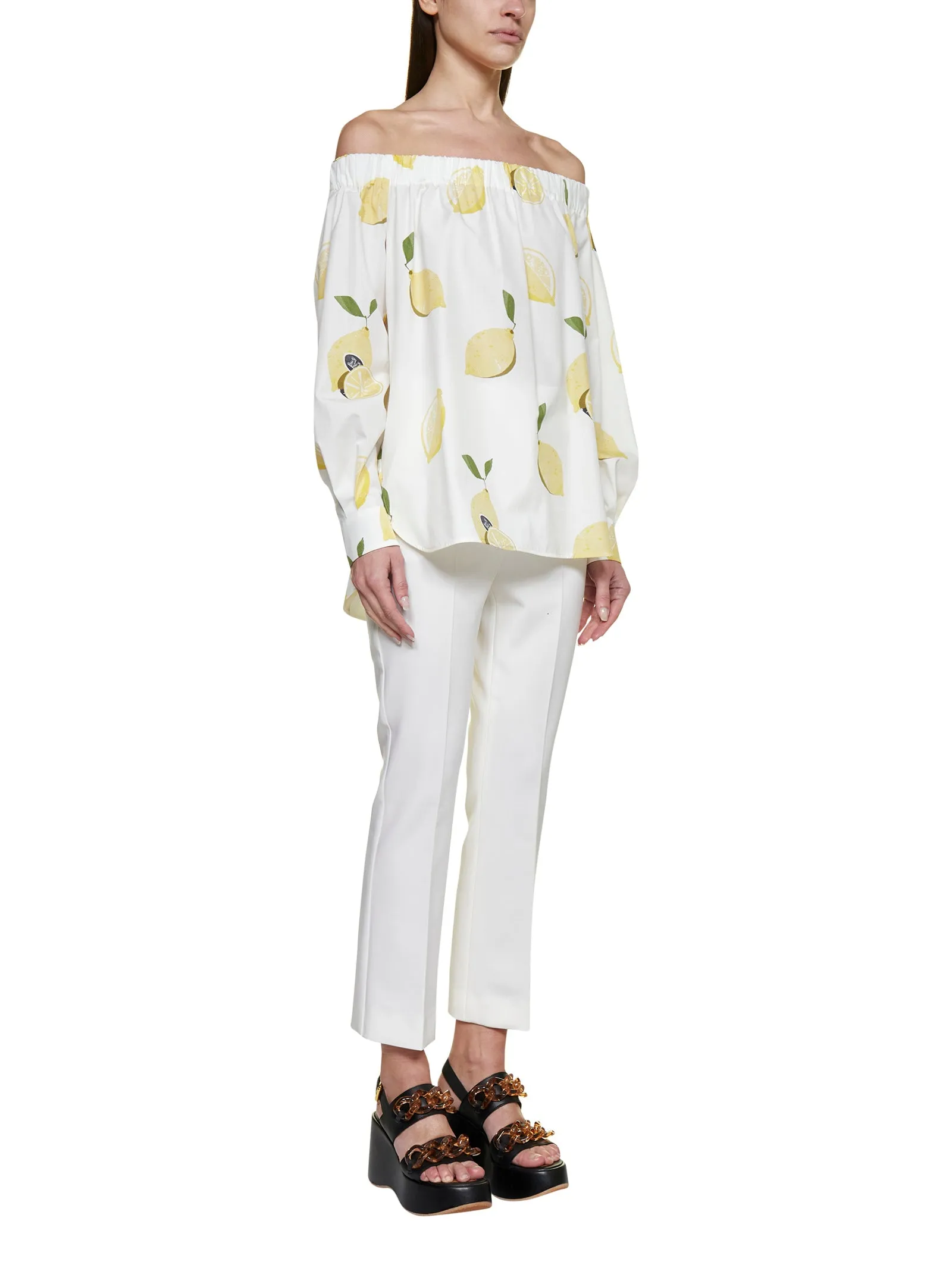 Max Mara Curacao Printed Off-Shoulder Top