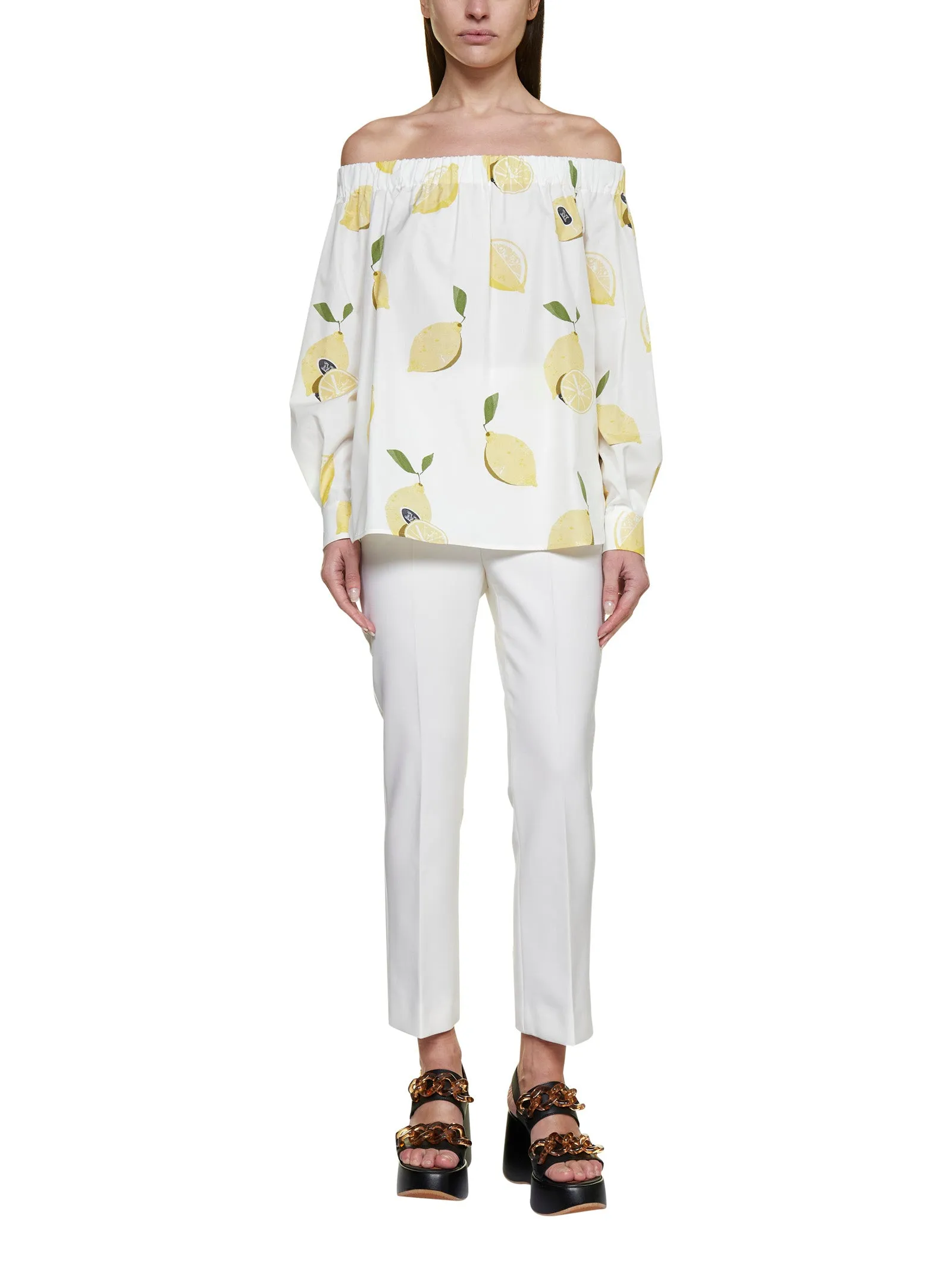 Max Mara Curacao Printed Off-Shoulder Top