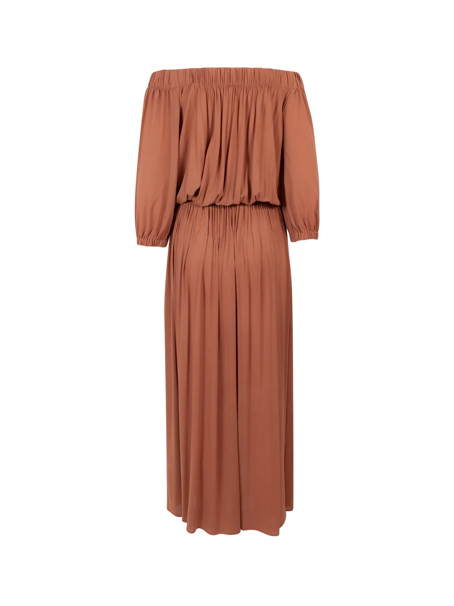 Max Mara Off-Shoulder Drawstring Long-Sleeved Dress