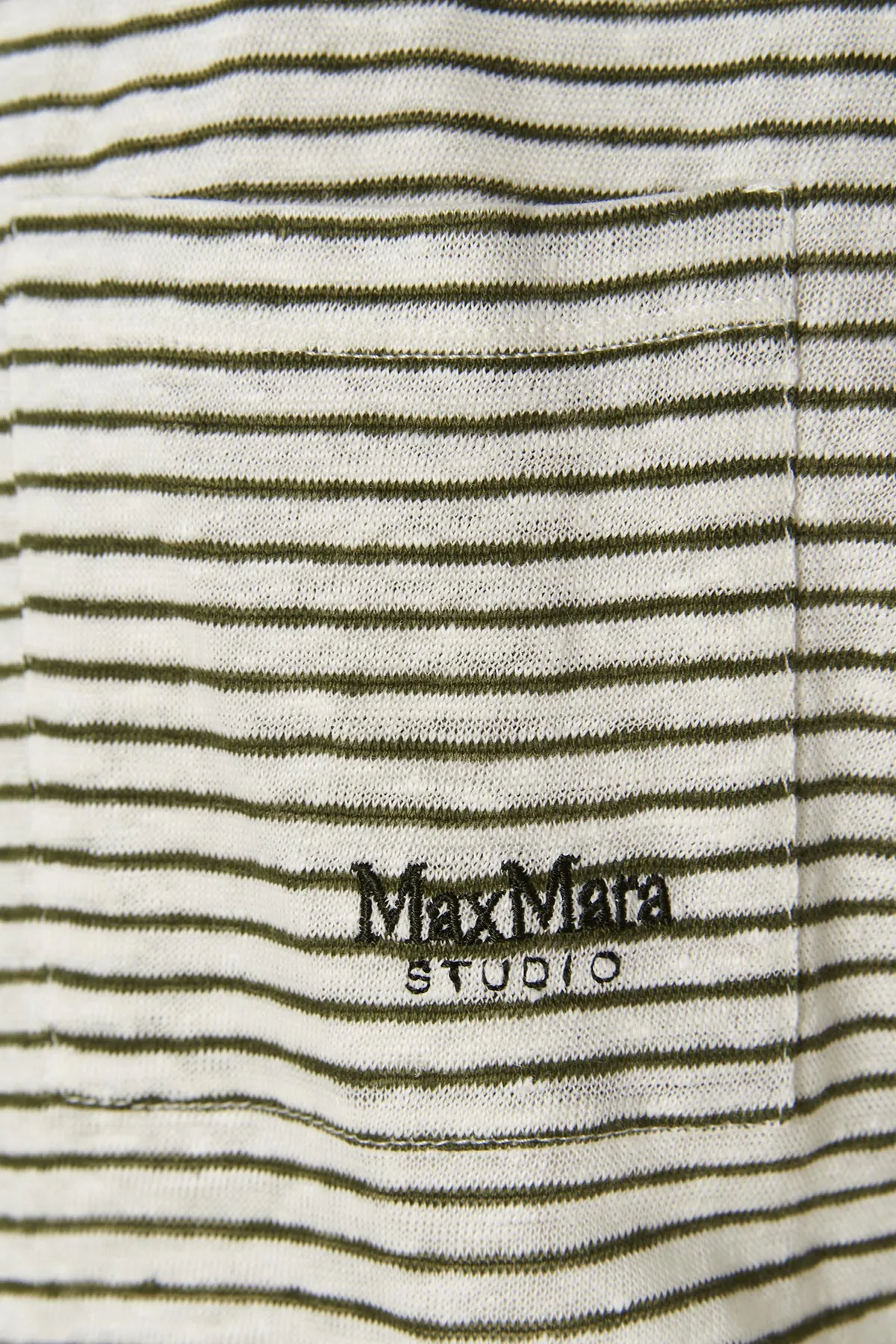 Max Mara Studio Logo Embroidered Striped Crewneck T-Shirt