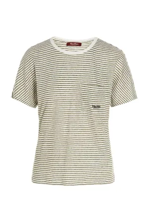 Max Mara Studio Logo Embroidered Striped Crewneck T-Shirt