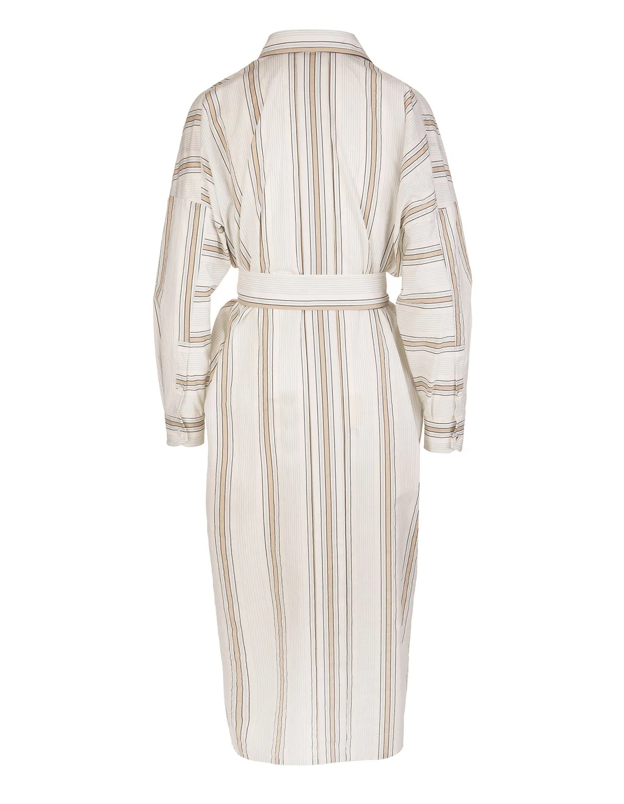 Max Mara Tie-Waist Striped Shirt Dress