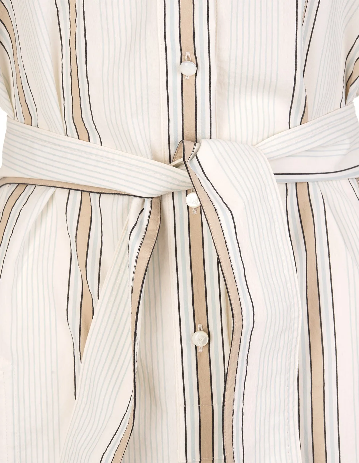 Max Mara Tie-Waist Striped Shirt Dress