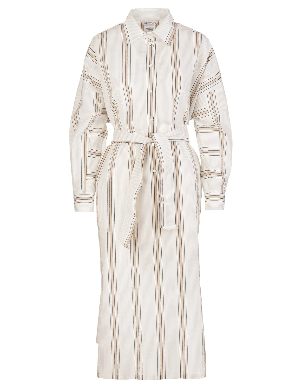 Max Mara Tie-Waist Striped Shirt Dress