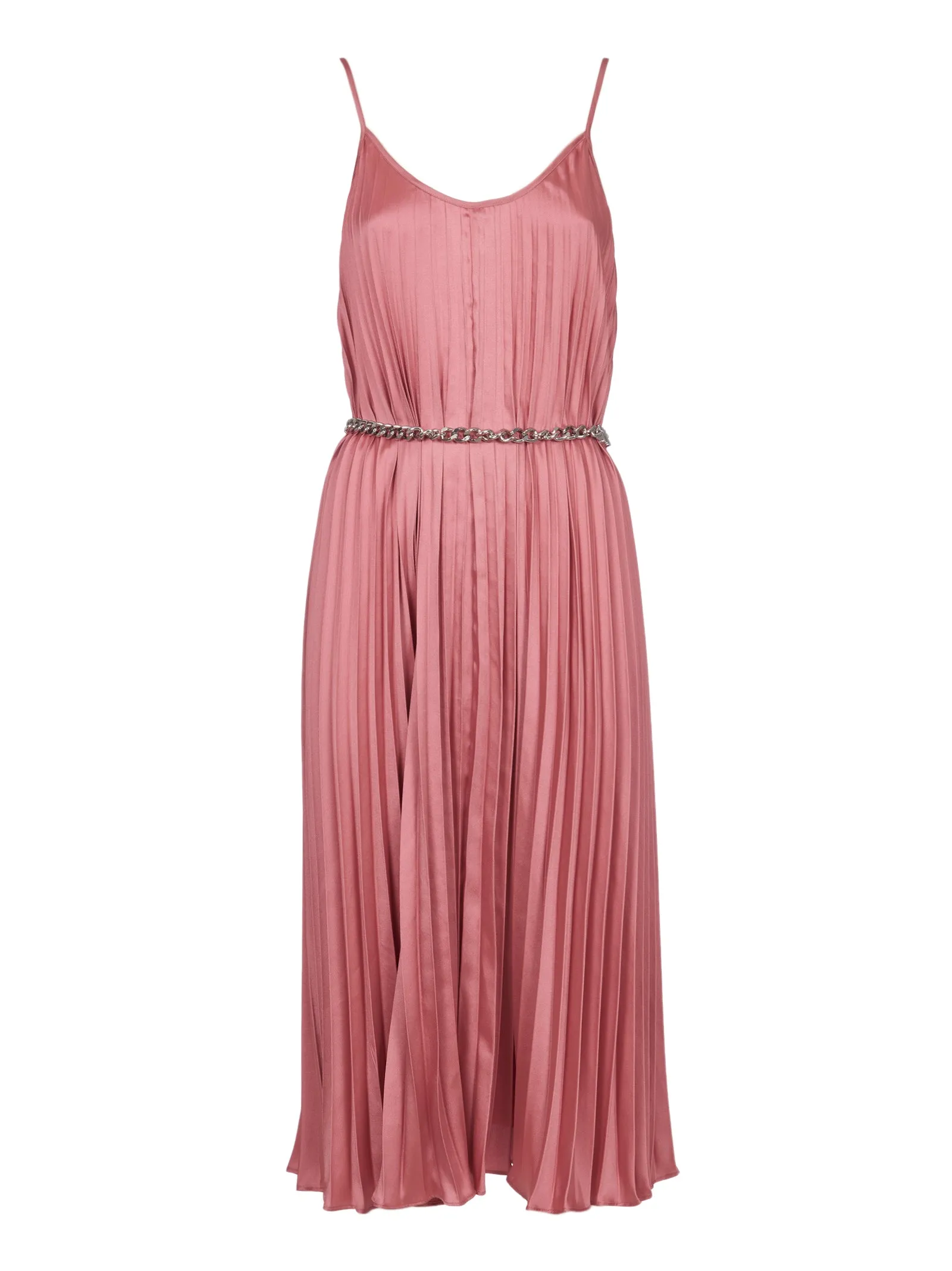Michael Michael Kors Chain Belt Pleated Midi Dress