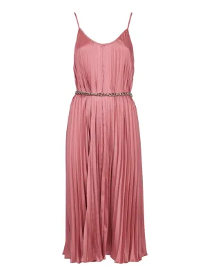 Michael Michael Kors Chain Belt Pleated Midi Dress