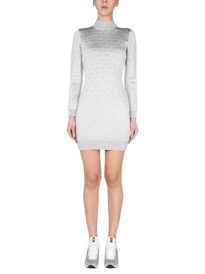 Michael Michael Kors Metallic Logo Jacquard Turtleneck Dress