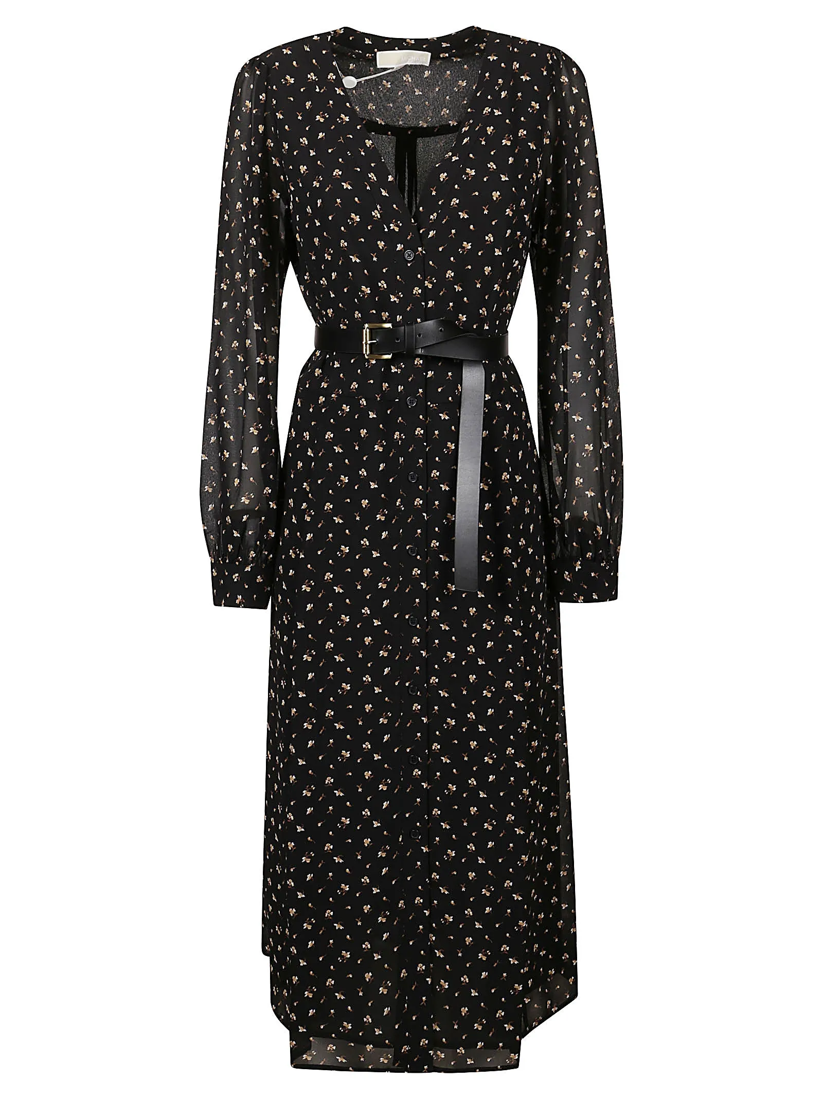 Michael Michael Kors V-Neck Belted Midi Dress