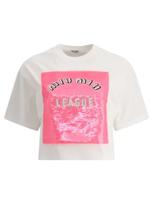 Miu Miu League Sequin Cropped T-Shirt