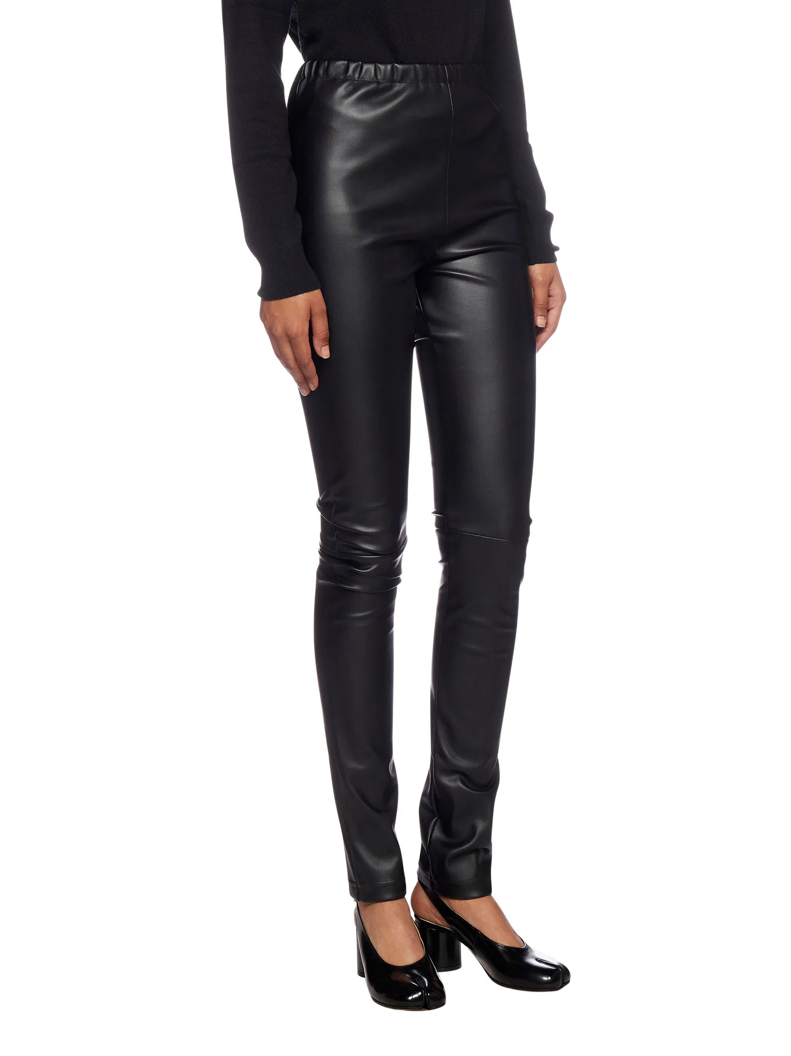 MM6 Maison Margiela Elastic Waist Varnished Leggings